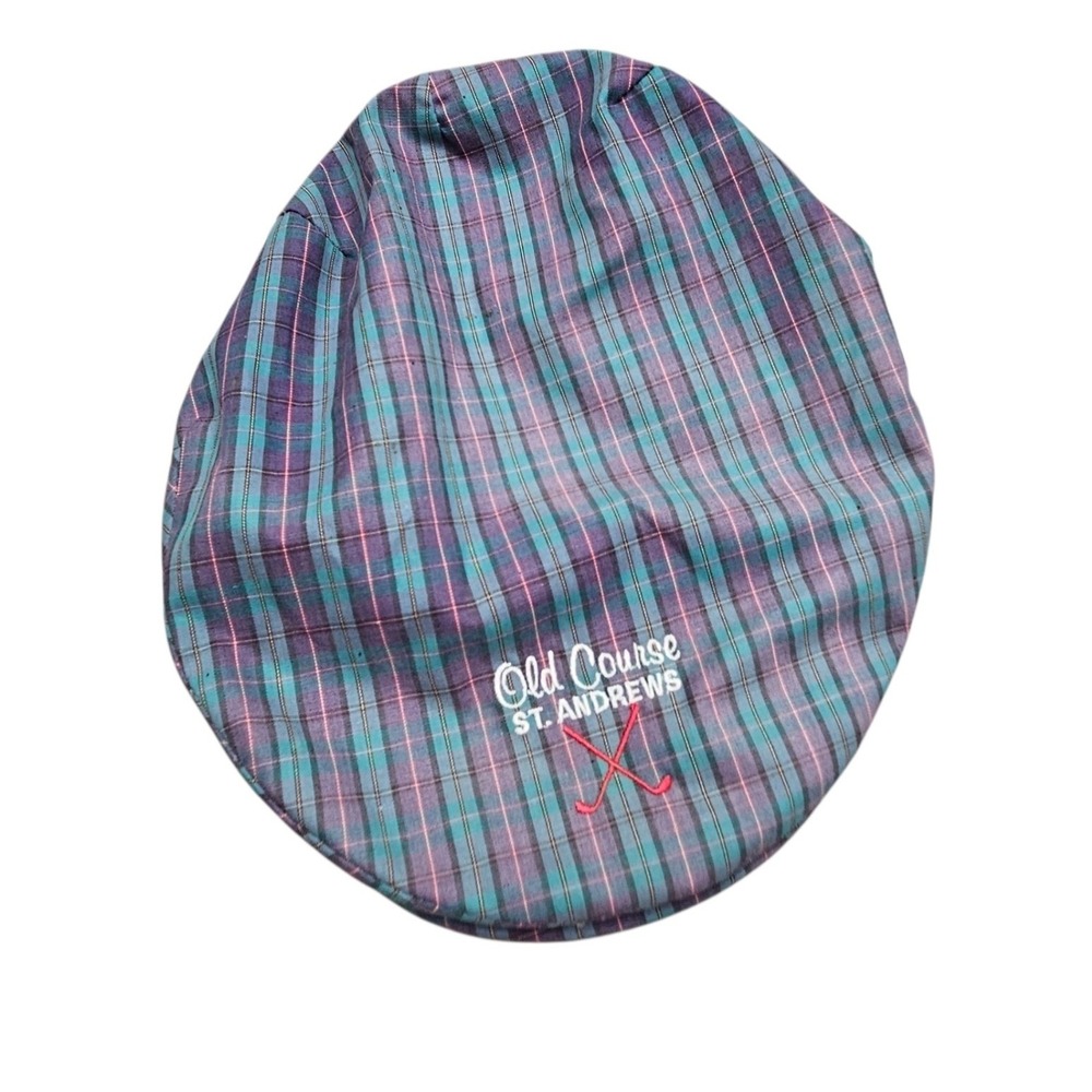 Glenmuir Flat Cap Unisex Medium Teal Plaid Old Course St Andrews Golf Ivy Hat